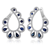 1.18ct Diamond & 2.60ct Blue Sapphire 14k White Gold Earring
